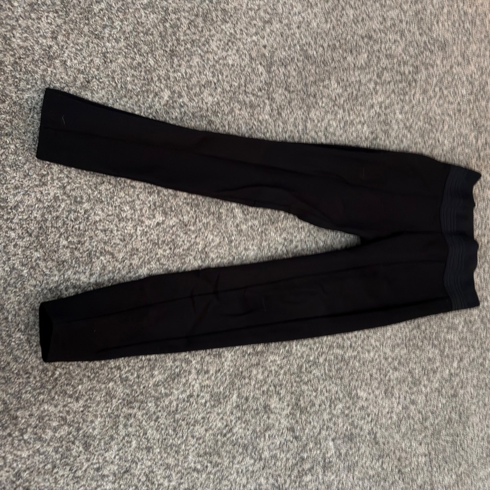 Zara Black High Waisted Leggings Chevron Elastic Waistband Slim Fit Pants Medium